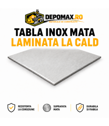 Tabla inox mata laminata la cald AISI 304 1D, 8 x 1000 x 2000 mm, 2 mp
